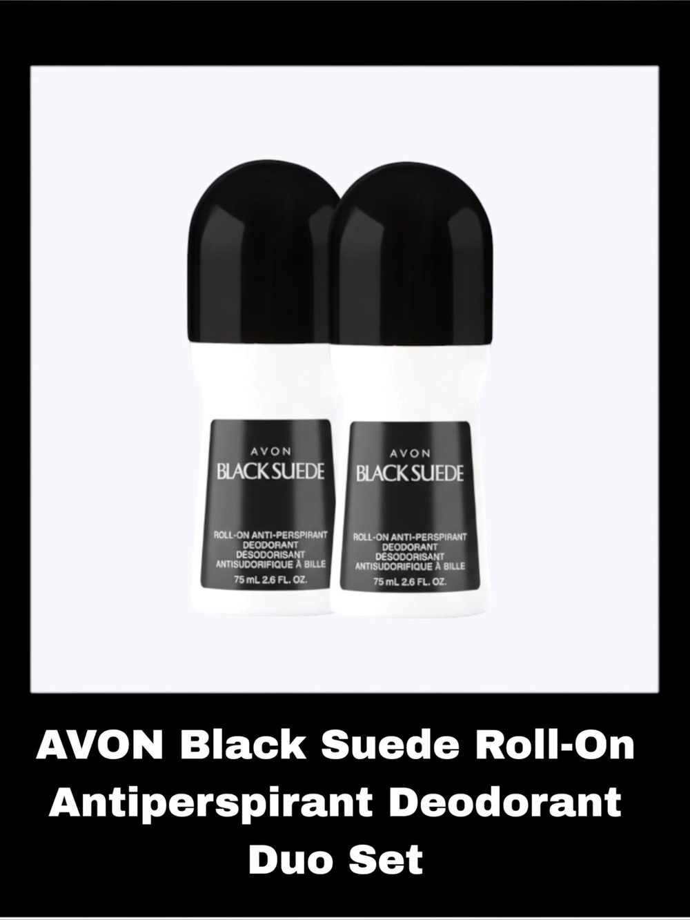AVON Black Suede Roll-On Antiperspirant Deodorant Duo Set